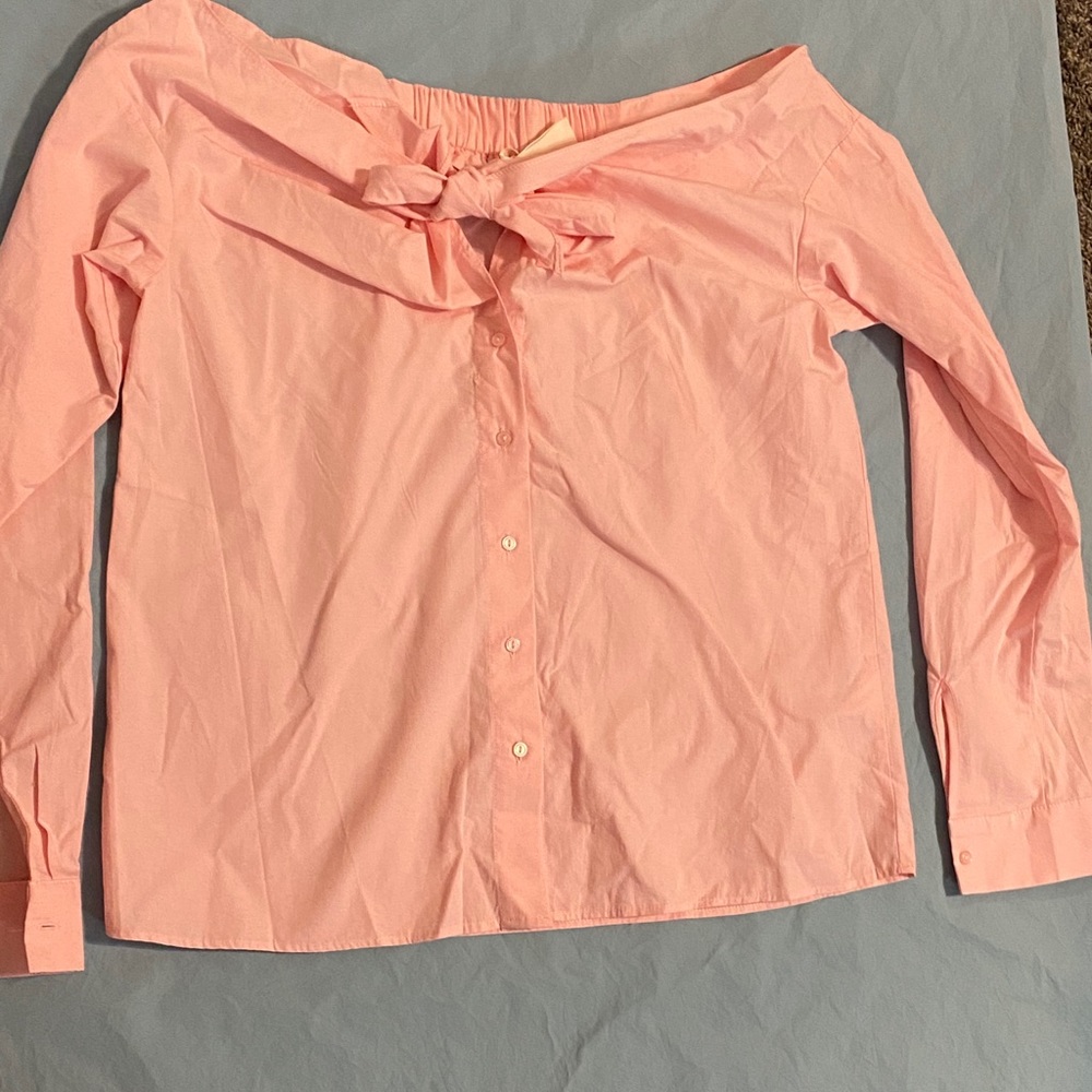 Shoulder-Less Button Down with Tie-able Bow